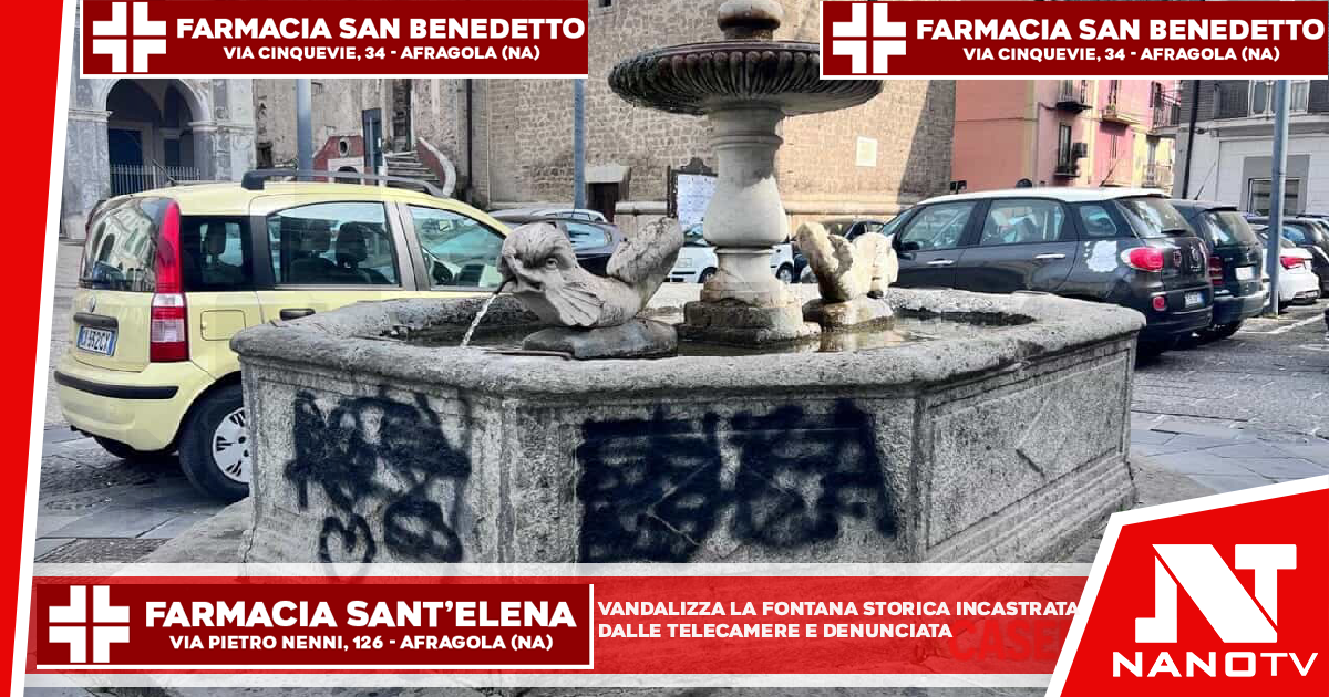Vandalizza la fontana storica: incastrata dalle telecamere e denunciata