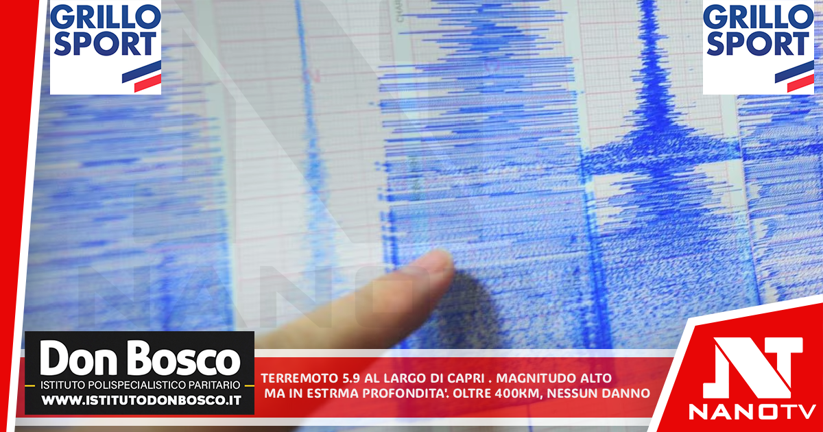 Terremoto 5.9 al largo di Capri. Magnitudo alta ma in estrema profondità, oltre 400 km, nessun danno  continua su: https://www.fanpage.it/napoli/terremoto-5-9-stasera-al-largo-di-capri-magnitudo-alta-ma-in-estrema-profondita-nessun-danno/ https://www.fanpage.it/