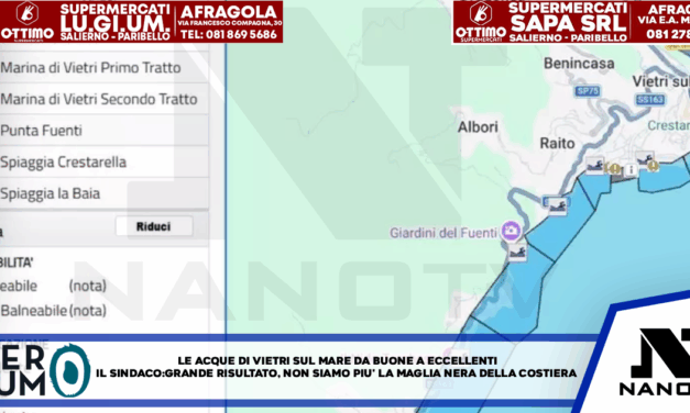 Le acque di Vietri sul Mare da buone ad eccellenti Il sindaco: ‘grande risultato, non siamo più la maglia nera della Costiera”