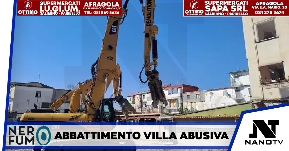 Al via abbattimento villa abusiva del clan nel Rione San Francesco a Napoli Alle pareti affisso anche il ‘diploma’ di ‘miglior boss’ del mondo