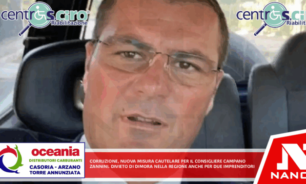 Corruzione, nuova misura cautelare per il consigliere campano Zannini Divieto di dimora nella regione anche per due imprenditori