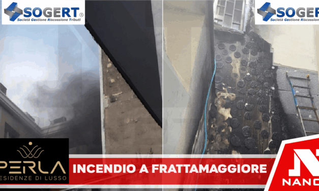 Incendio a Frattamaggiore, fiamme alte 9 metri: poliziotti evacuano il palazzo e spengono il fuoco