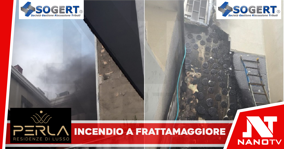 Incendio a Frattamaggiore, fiamme alte 9 metri: poliziotti evacuano il palazzo e spengono il fuoco