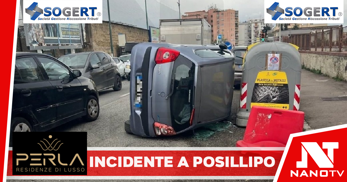 Si ribalta con l’auto in via Manzoni e si schianta sui cassonetti, donna ferita: incidente a Posillipo