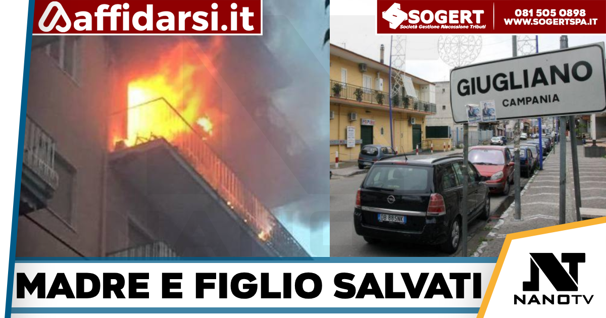 Giugliano-Incendio in un appartamento,salvati mamma e figlio di 5 anni