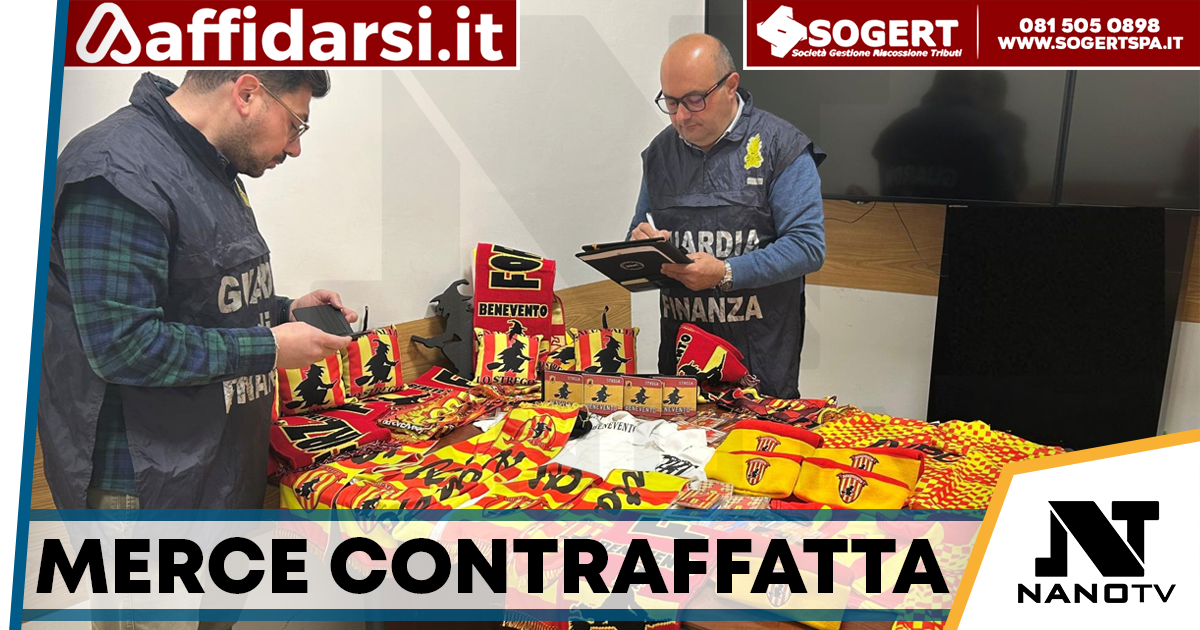 Benevento, sequestrati gadget falsi del club: denunciato commerciante