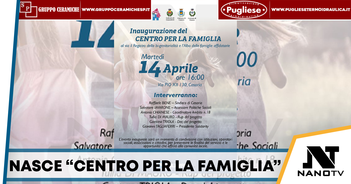 Casoria, inaugurato il Centro per la Famiglia: supporto a genitori e minori