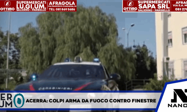 Acerra: Ieri in tarda serata, sconosciuti hanno esploso colpi d’arma da fuoco contro le finestre di un appartamento in via Dublino 25. Un proiettile è finito all’interno dell’abitazione. Non ci sono feriti.