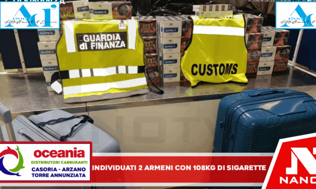 Napoli: la Guardia di Finanza hanno individuato due cittadini Armeni intenti a introdurre 108kg di sigarette illegali