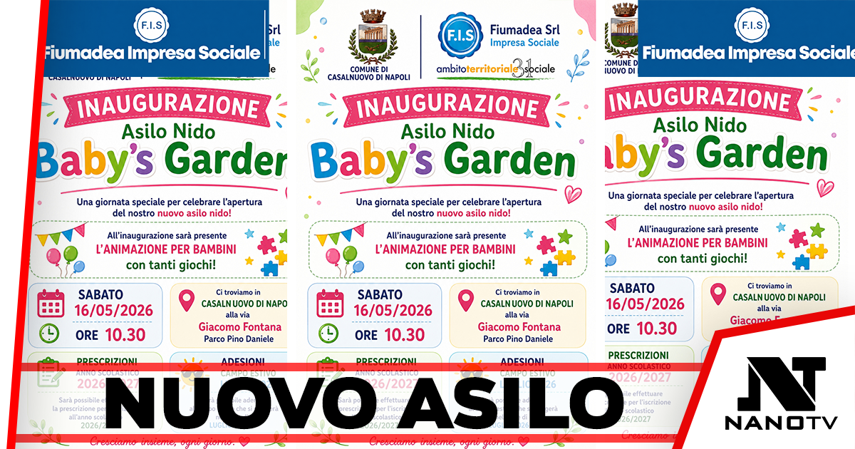 Casalnuovo di Napoli – Inaugura il nuovo asilo nido “Baby’s Garden”