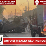 Auto si ribalta all’incrocio: paura tra i residenti, ferito il conducente