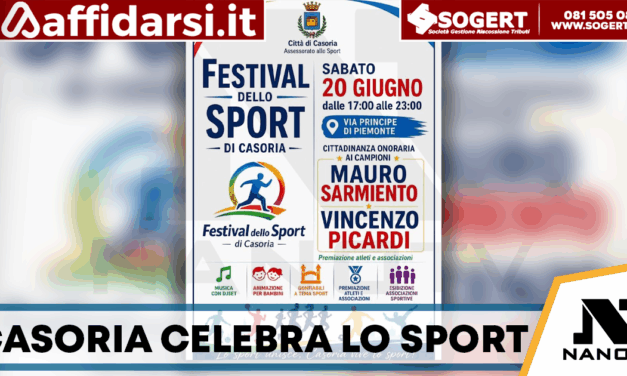 Casoria celebra lo sport: cittadinanza onoraria a Sarmiento e Picardi nel Festival dello Sport