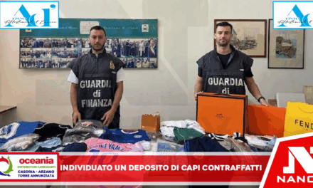 Militari della Guardia di finanza , hanno individuato a Napoli, nel quartiere Ponticelli, un deposito di capi contraffatti,