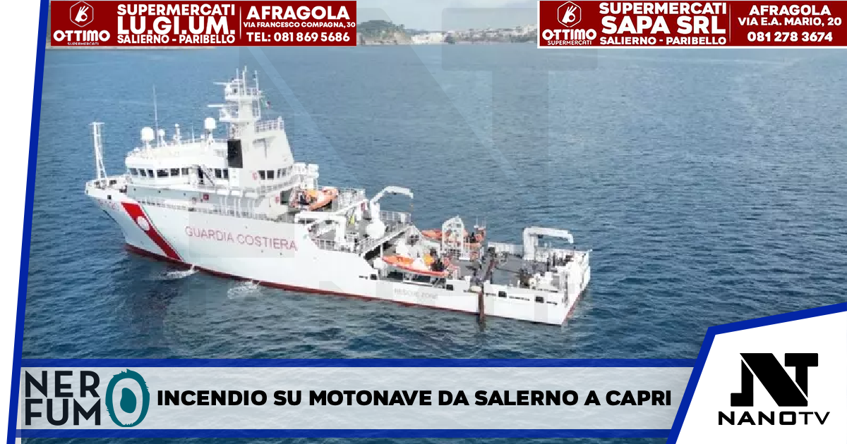 Incendio su motonave da Salerno verso Capri, paura e cinque intossicati