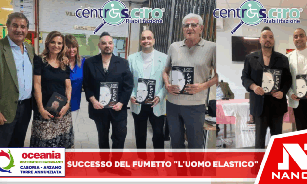 Nunzio Bellino e Giuseppe Cossentino a Villa Rachele RSA a Caivano: il successo del fumetto “L’uomo elastico” per la ricerca sulle malattie rare