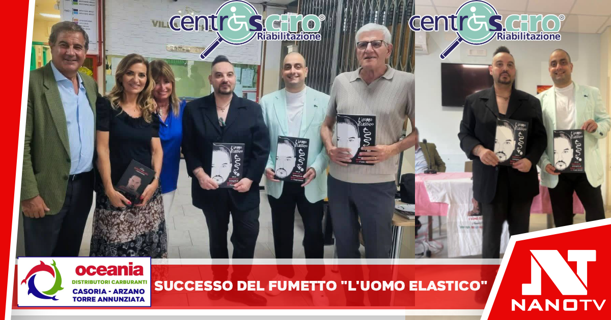 Nunzio Bellino e Giuseppe Cossentino a Villa Rachele RSA a Caivano: il successo del fumetto “L’uomo elastico” per la ricerca sulle malattie rare