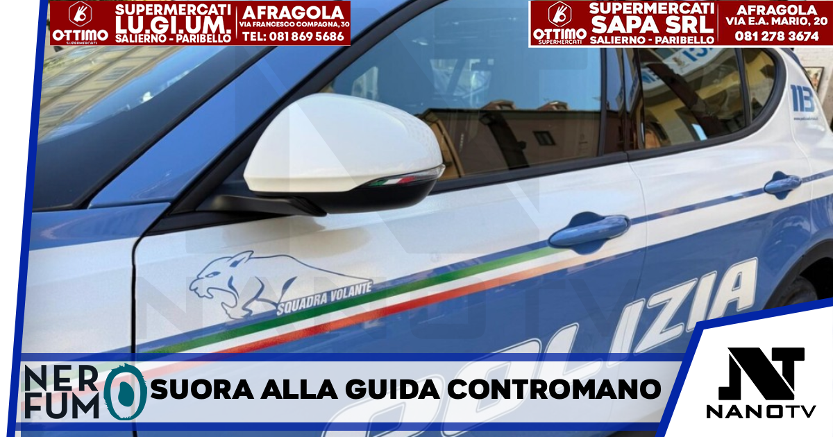 Suora alla guida contromano sulla Napoli-Salerno salvata da due poliziotti