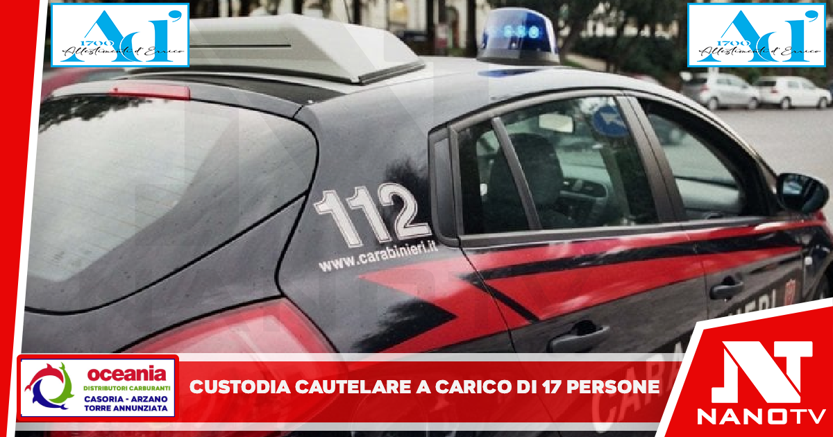 i Carabinieri del Nucleo Investigativo del Gruppo di Castello di Cisterna hanno eseguito un’ordinanza di custodia cautelare a carico di 17 persone raggiunte, a vario titolo, da gravi indizi di colpevolezza