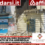 Afragola. Durante abbattimento edificio in via Amendola colpito dalla gru anche palazzo adiacente
