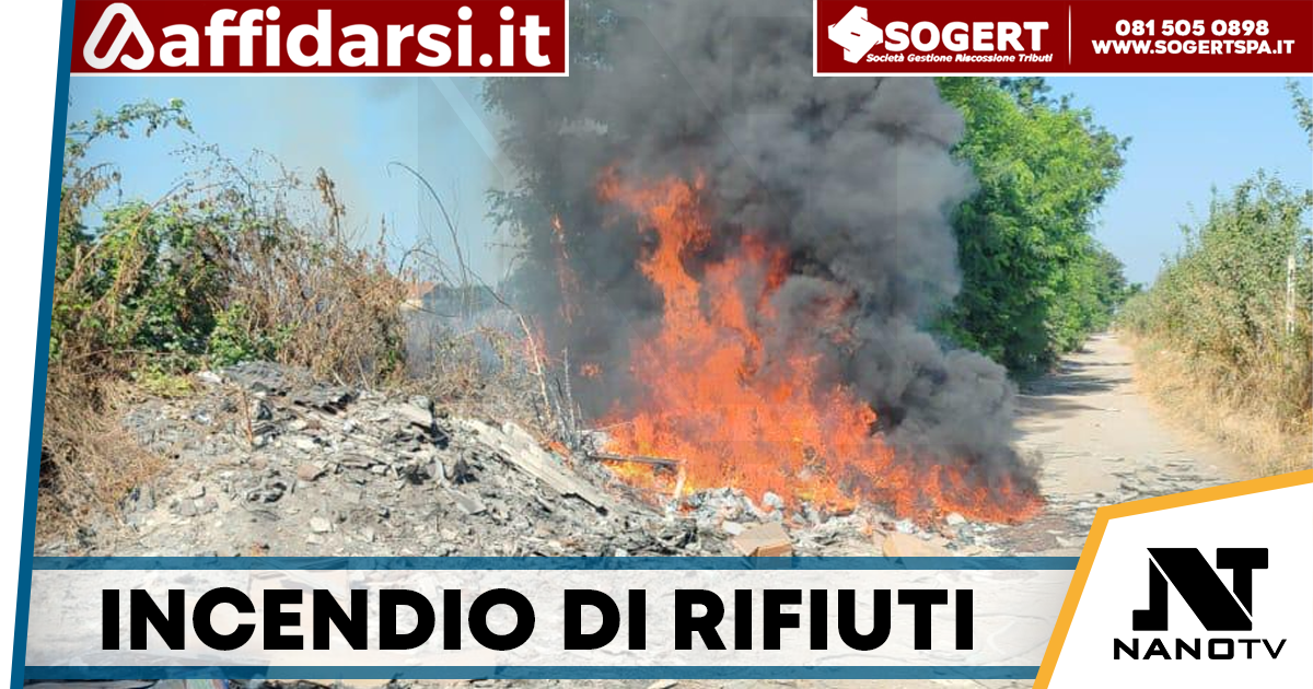 Giugliano, incendio di rifiuti vicino al campo rom di via Carrafiello: area messa in sicurezza