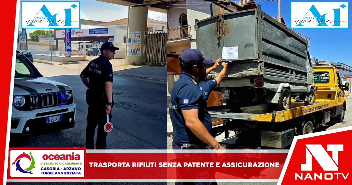 Trasporta rifiuti pericolosi senza patente e assicurazione: 55enne arrestato dopo inseguimento |