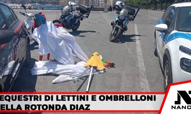 Sequestri di lettini e ombrelloni alla rotonda Diaz