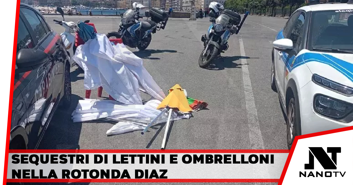 Sequestri di lettini e ombrelloni alla rotonda Diaz