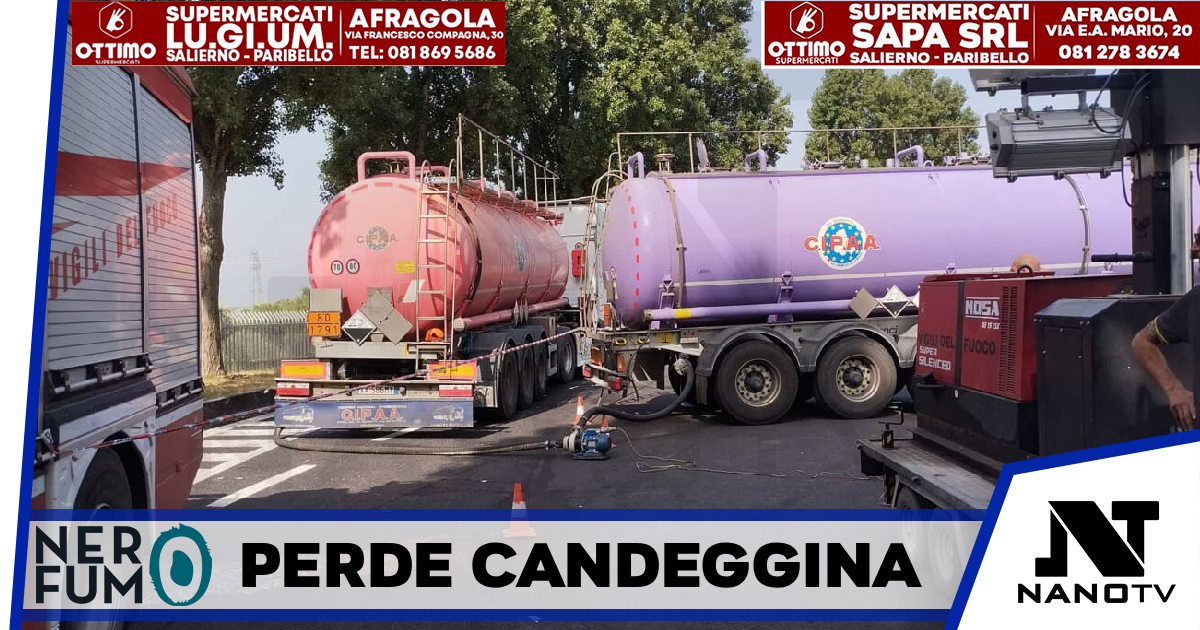 Perde candeggina dall’autocisterna in A1: scatta l’emergenza nell’area di servizio