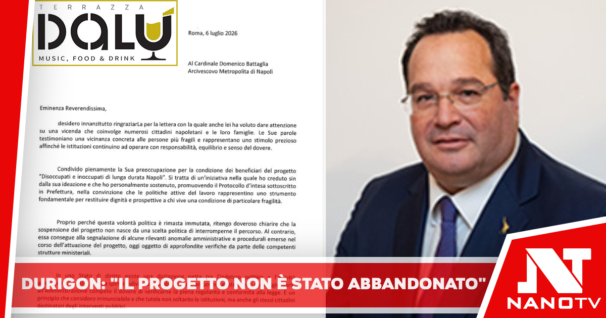 Tirocinanti Napoli, Durigon risponde al Cardinale: “Il progetto non è stato abbandonato”
