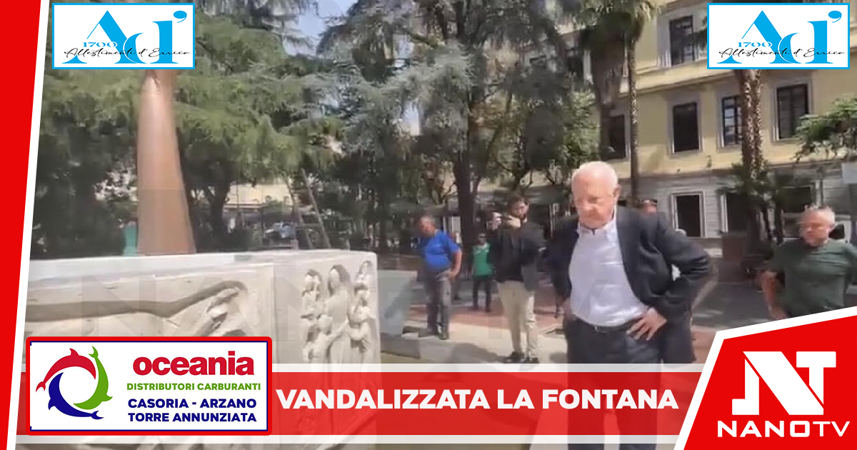 Salerno, vandalizzata la fontana di piazza San Francesco appena restaurata: sopralluogo di De Luca