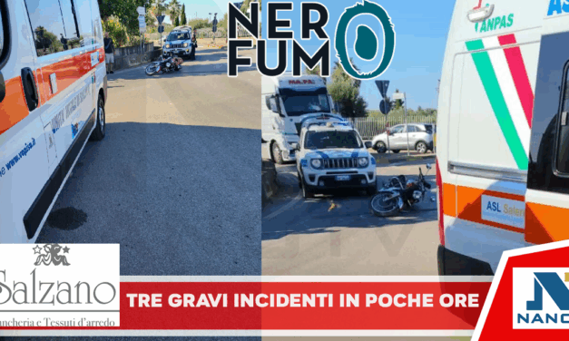 Tre gravi incidenti in poche ore nel salernitano: 4 feriti, caccia al pirata della strada