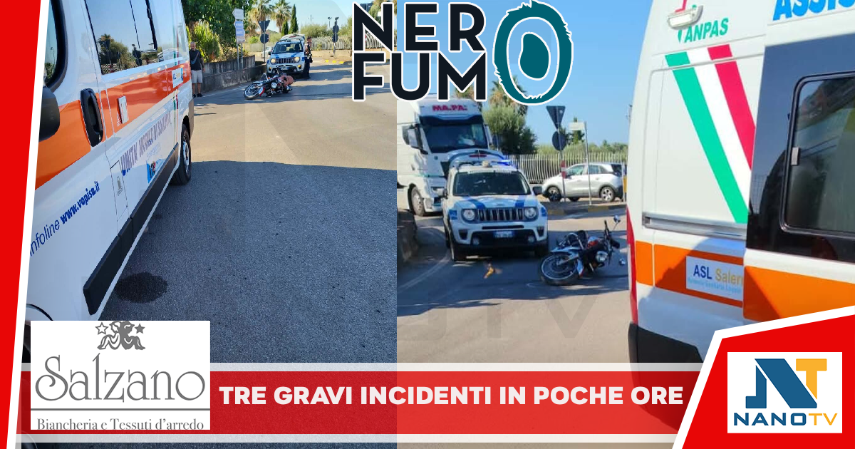 Tre gravi incidenti in poche ore nel salernitano: 4 feriti, caccia al pirata della strada