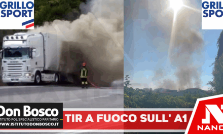 Tir a fuoco sull’A1: densa colonna di fumo nero invade il centro abitato di Pignataro Maggiore