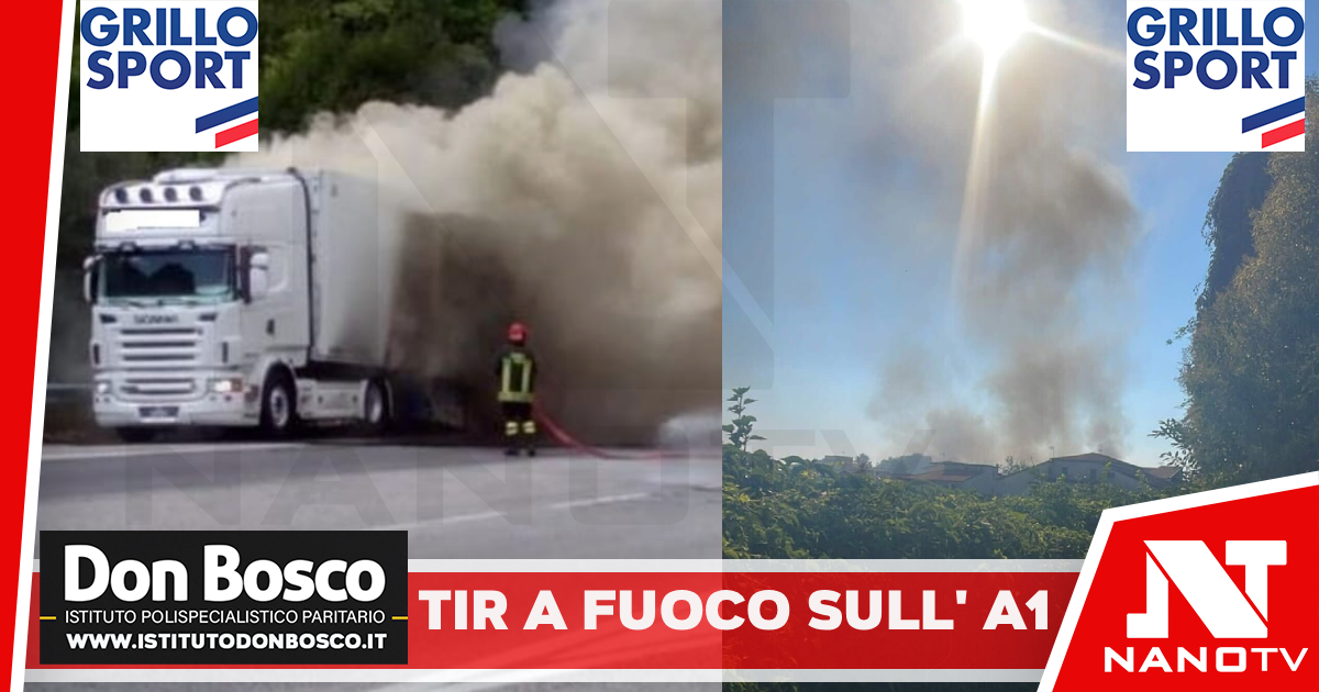 Tir a fuoco sull’A1: densa colonna di fumo nero invade il centro abitato di Pignataro Maggiore