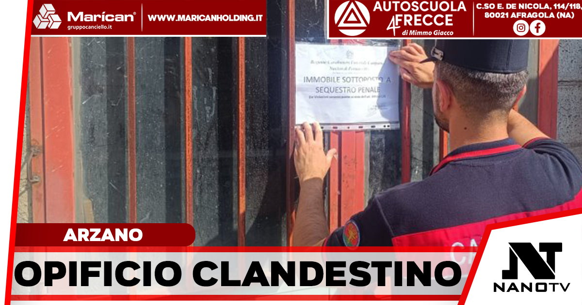 Arzano, sigilli a un opificio clandestino per la lavorazione dei pellami: fumi tossici e macchinari in funzione