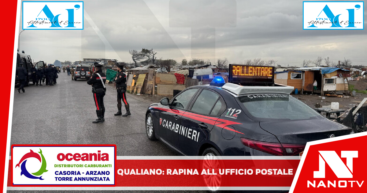 *Qualiano: Rapina all’ufficio postale, 19enne fermato dai Carabinieri*