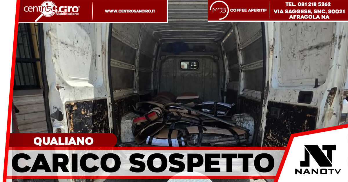 Qualiano, controlli ‘Terra dei Fuochi’: sequestrato furgone carico di pezzi d’auto usati