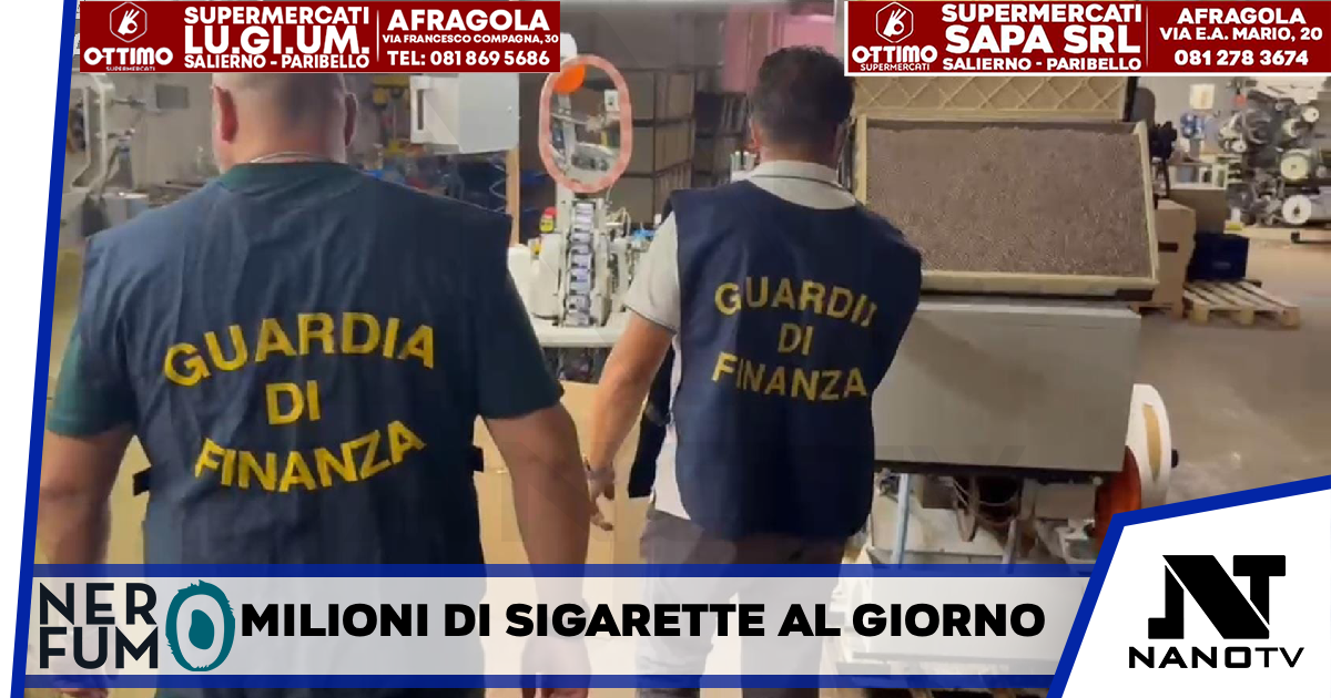 la Guardia di Finanza di Caserta e Frosinone: hanno scoperto e smantellato una fabbrica clandestina di sigarette in grado di produrre milioni di sigarette al giorno