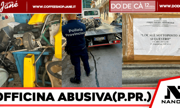 Caserta-Polizia Provinciale sequestra officina abusiva