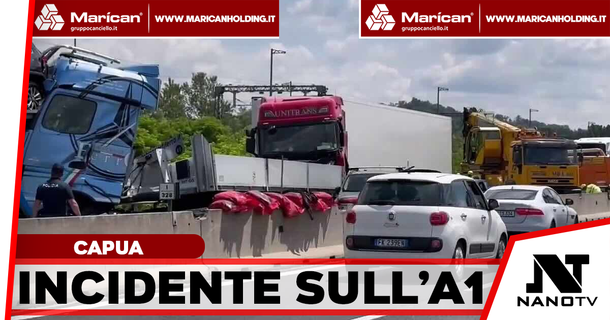 Caos sulla A1: maxi incidente tra Caianello e Capua, 7 km di coda verso Napoli