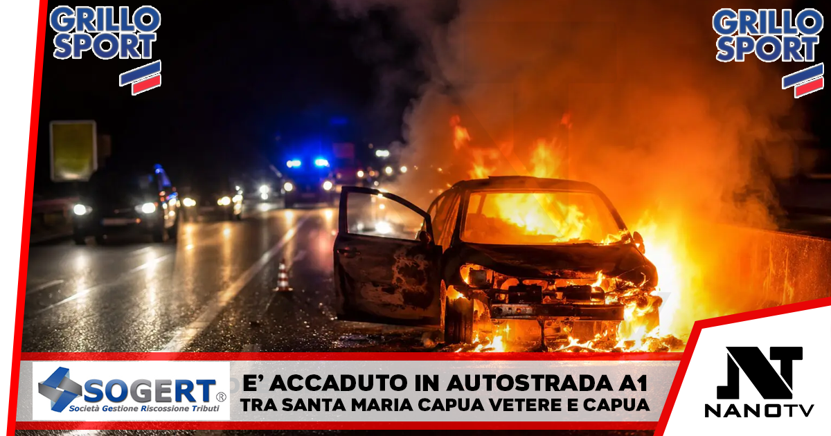 Paura in autostrada, auto prende fuoco con persone a bordo