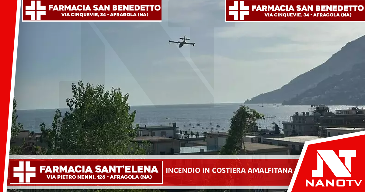 Incendio in Costiera Amalfitana, in azione canadair ed elicotteri