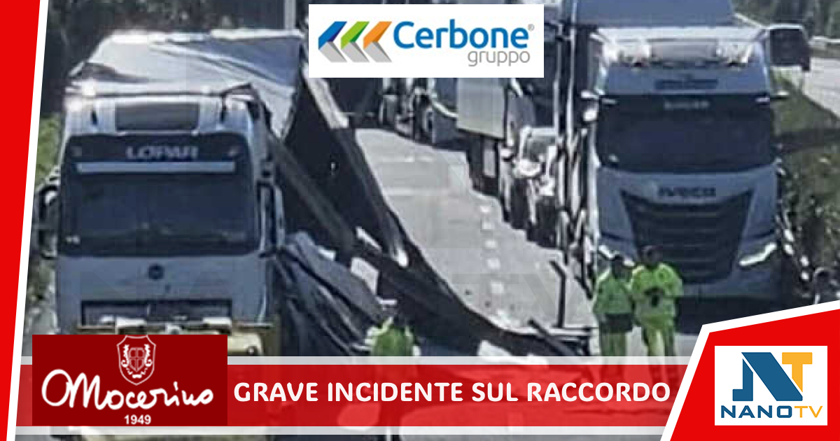 Grave incidente sul Raccordo, all’altezza di Fisciano: scontro tra tir, tratto temporaneamente chiuso