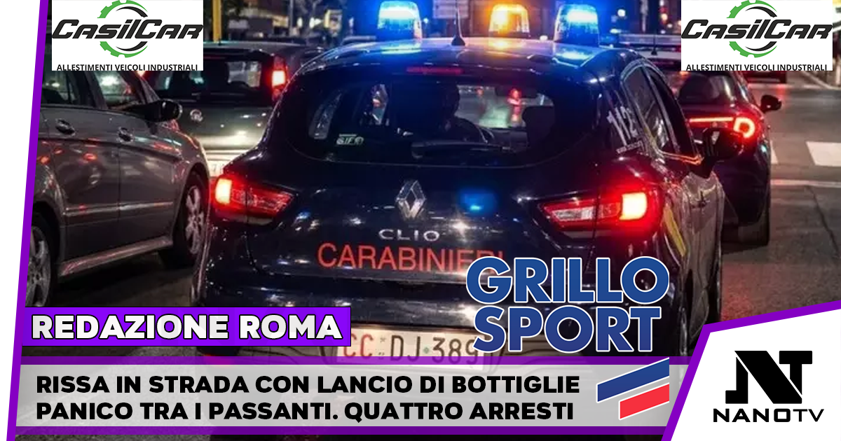 Rissa in strada con lancio di bottiglie, 4 arresti