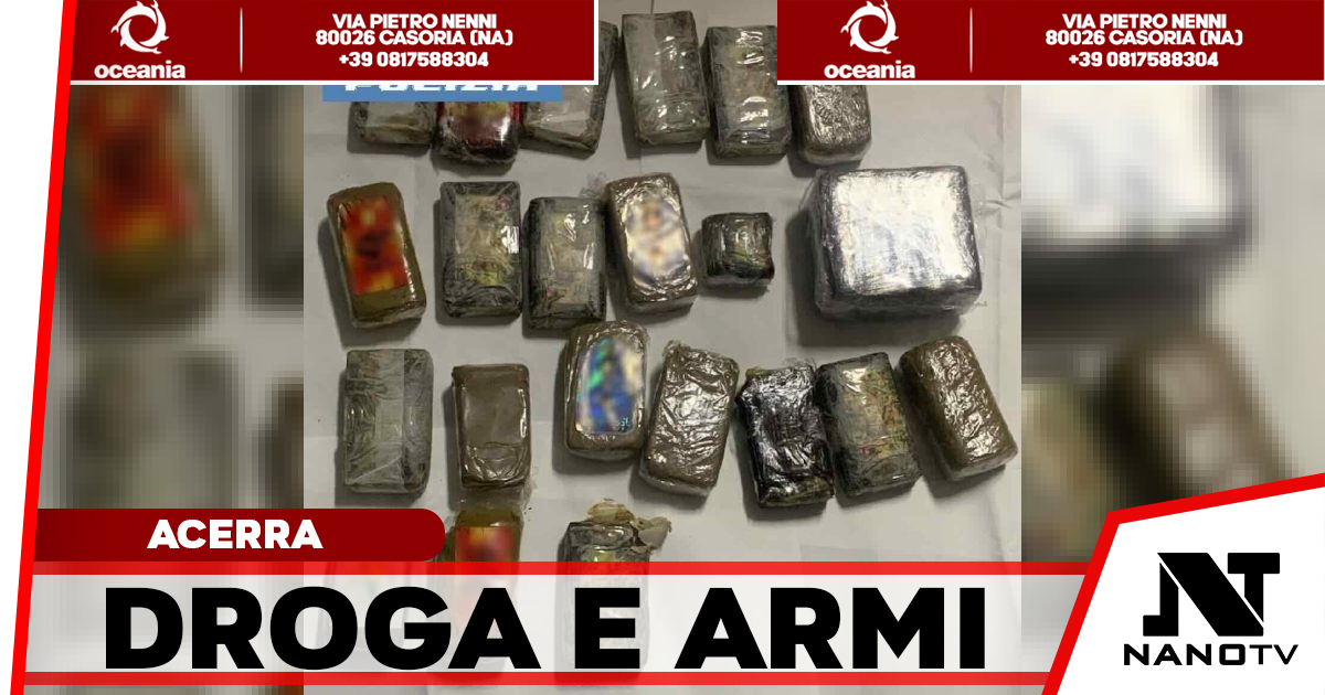 Acerra, armi e oltre 2,5 chili di droga in un parco condominiale: blitz della Polizia di Stato