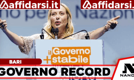 Governo Meloni, record di longevità nella storia repubblicana: la festa di Fratelli d’Italia a Bari