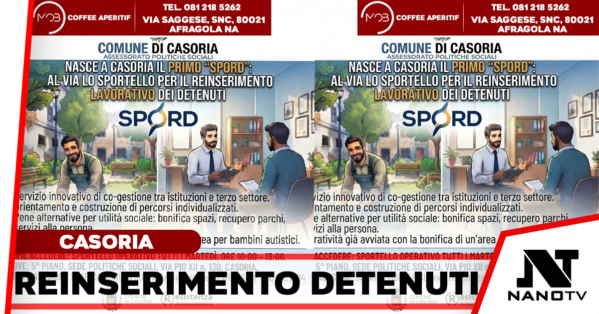Nasce a Casoria lo “SPORD”: al via lo sportello per il reinserimento lavorativo e sociale dei detenuti