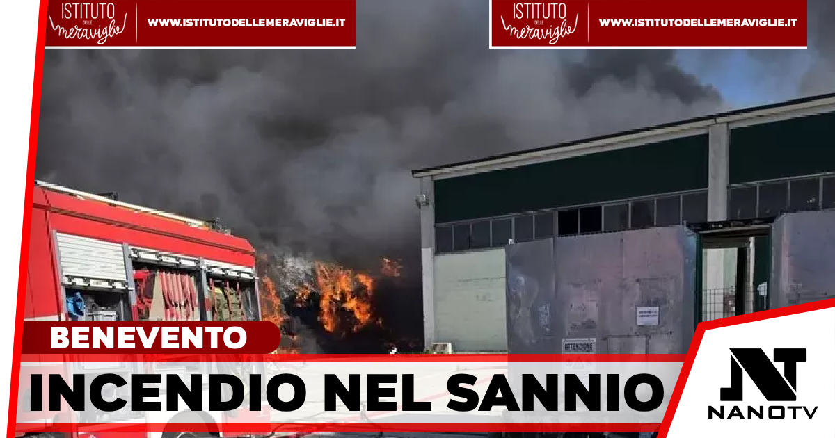 Incendio in deposito rifiuti nel Sannio, timori per l’alta colonna di fumo