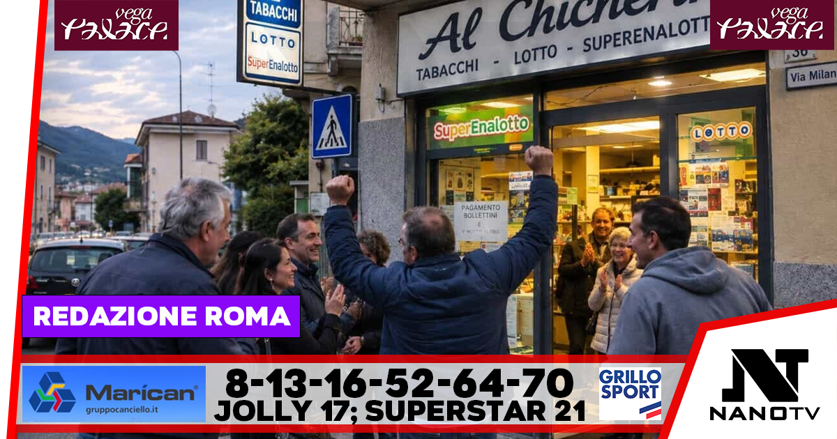 Vincita record al Superenalotto in un bar: centrato il 6 con un jackpot da oltre 223 milioni di euro