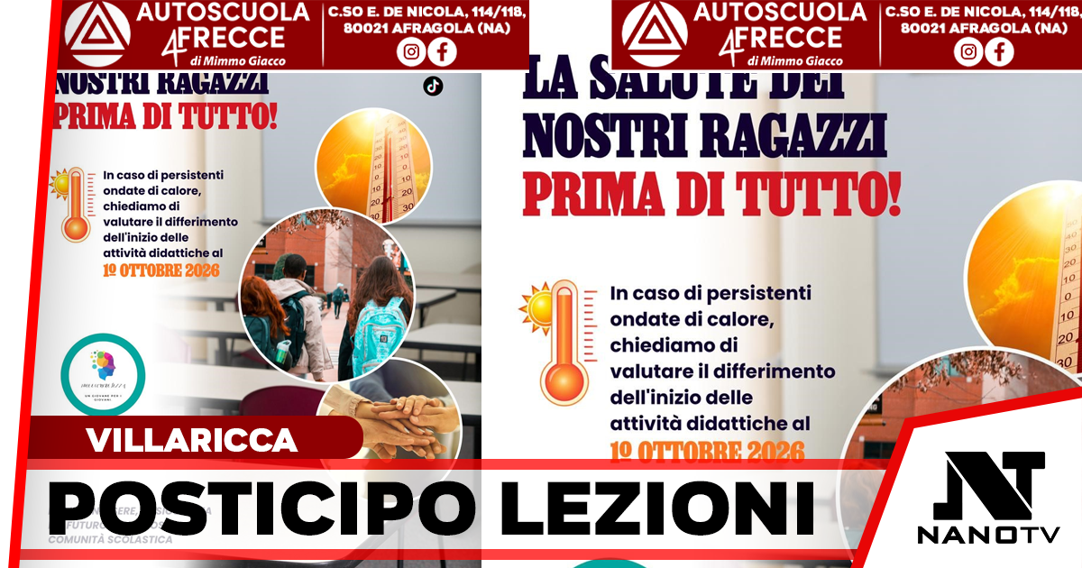 Caldo eccezionale e scuola a Villaricca: l’associazione “Idee e Concretezza” scrive alla Regione Campania